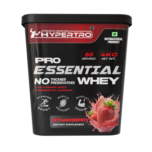 Hypertro Essential Whey Protein 4kg 80 Servings Strawberry 