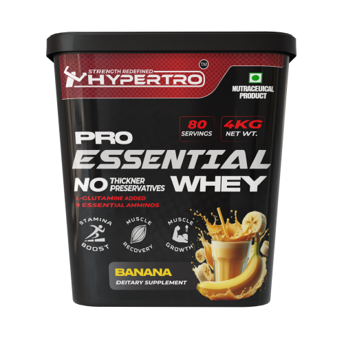 Hypertro Essential Whey Protein 4kg 80 Servings Banana Flavour