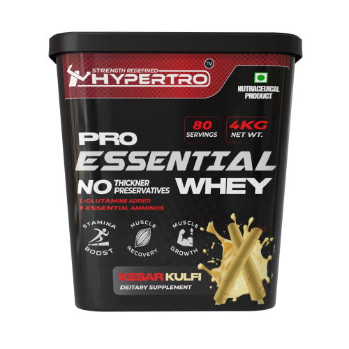 Hypertro Essential Whey Protein 4kg 80 Servings Kesar Kulfi Flavour