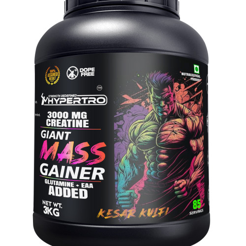 Hypertro Giant Mass Gainer 3 kg Kesar Kulfi 85 Servings