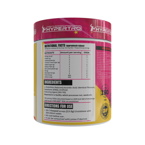 Hypertro L-Glutathione + Ascorbic Acid (Vitamin C) Mint Jamun Flavour 225 gm - 90 Servings