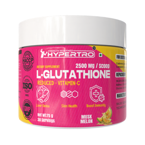 Hypertro L-Glutathione + Ascorbic Acid (Vitamin C) Musk Melon Flavour 75 gm - 30 Servings