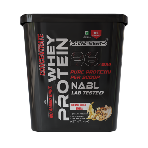Hypertro Whey Protein Concentrate 4kg 114 Servings Cream & Cookies Banana Flavour
