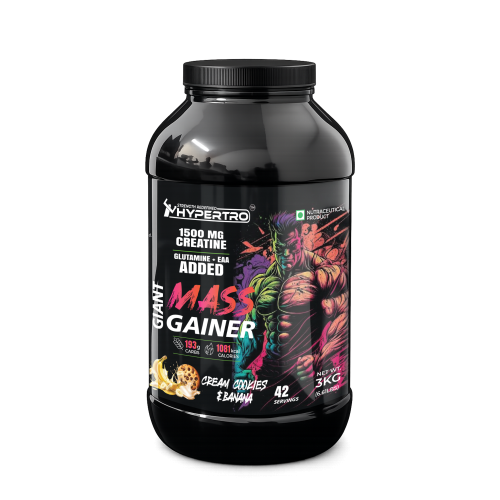 Hypertro Giant Mass Gainer 3kg Cream & Cookies Banana Flavour 42 Servings